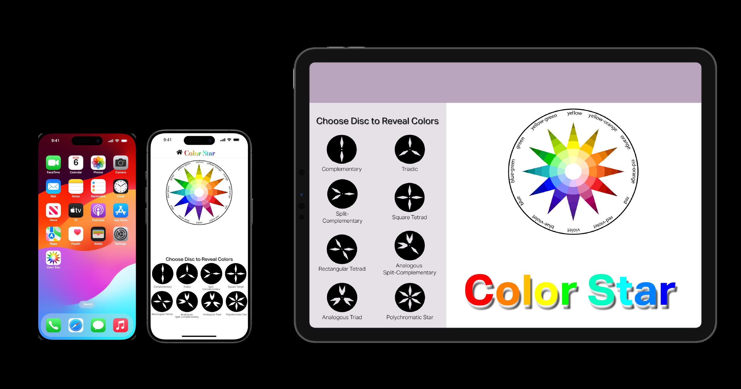 Color Star mobile and web prototypes shown side by side