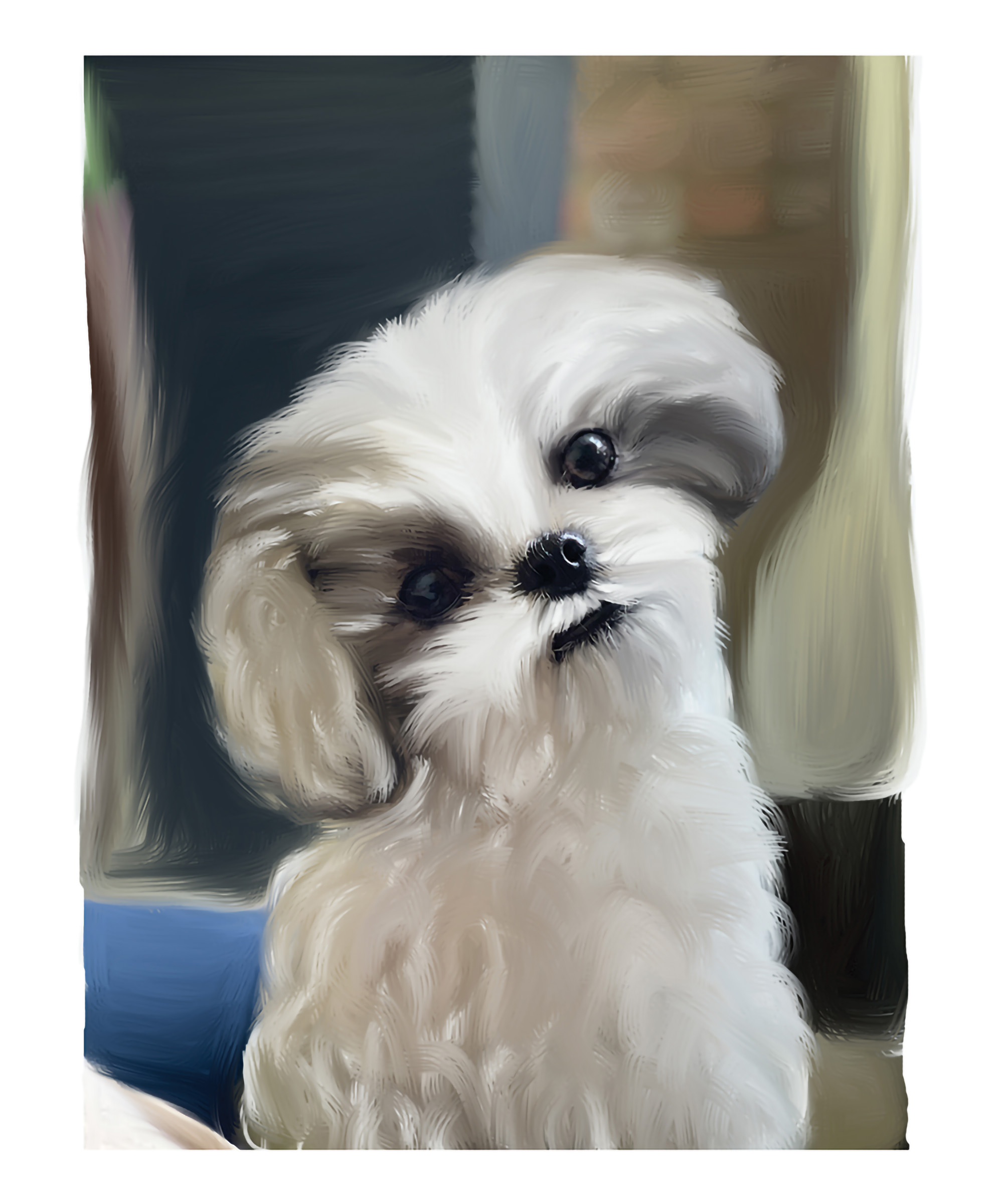 First digital painting of Spicy created in Photoshop from the original source photograph.