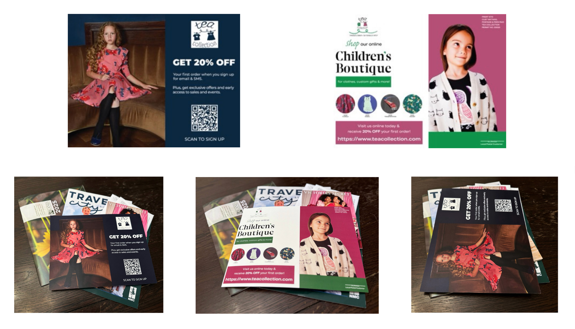 Tea Collection branded mailer mockups
