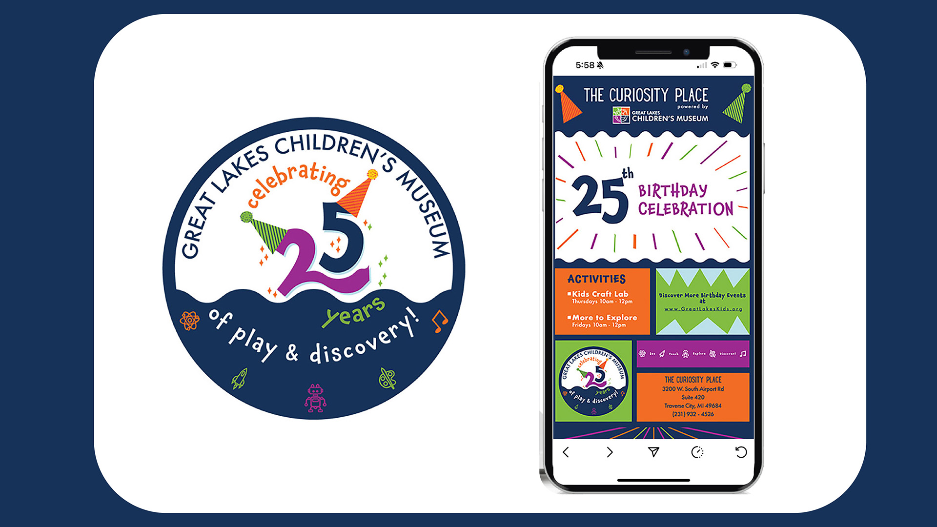 Great Lakes Children's Museum 25th birthday identity mockup