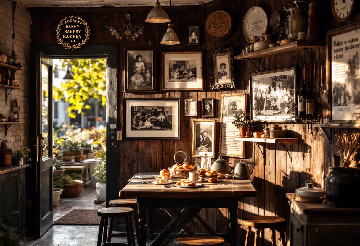 [background image] image of bakery's history wall