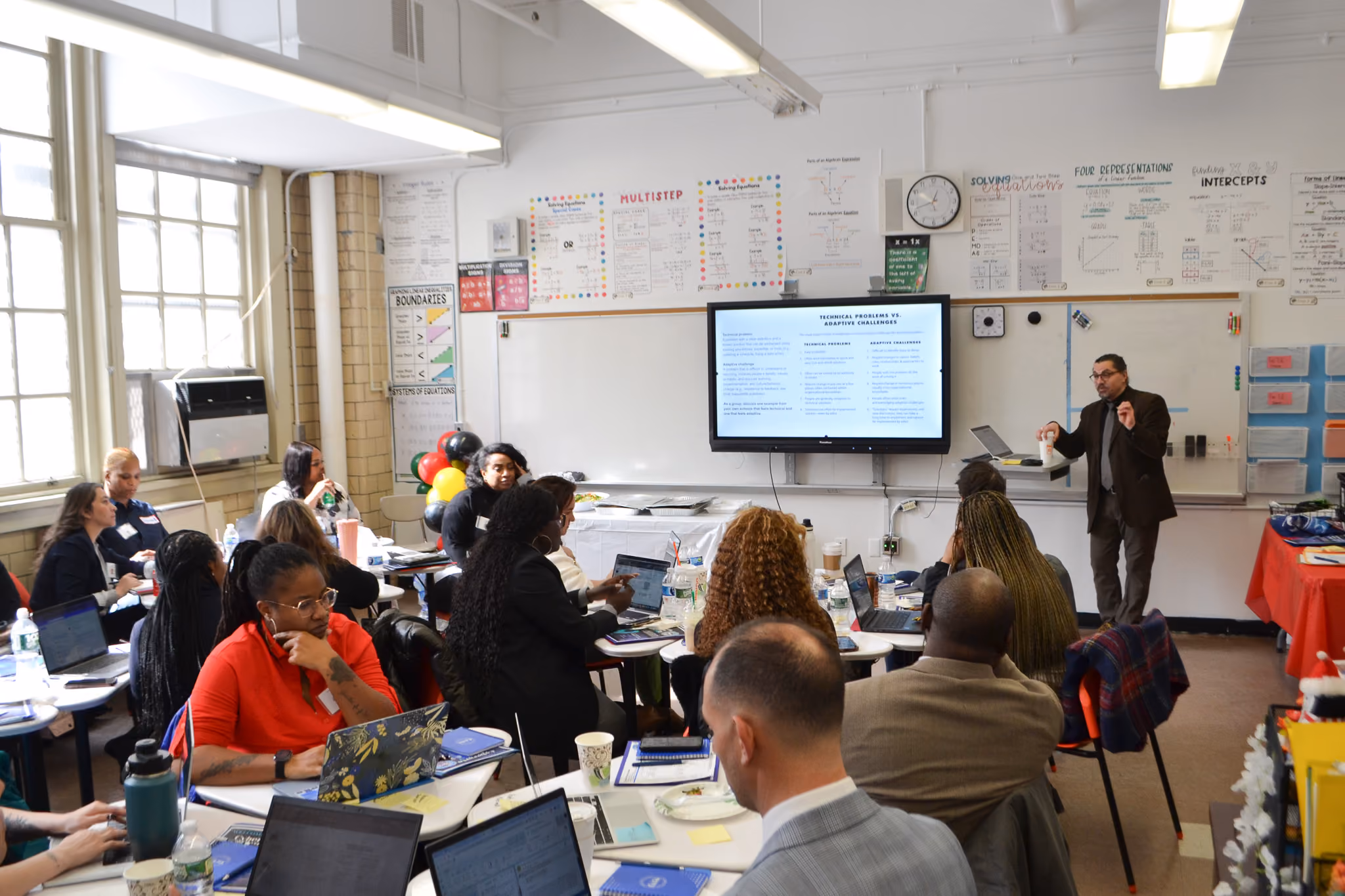 Presenter leads professional development session for educators in a classroom