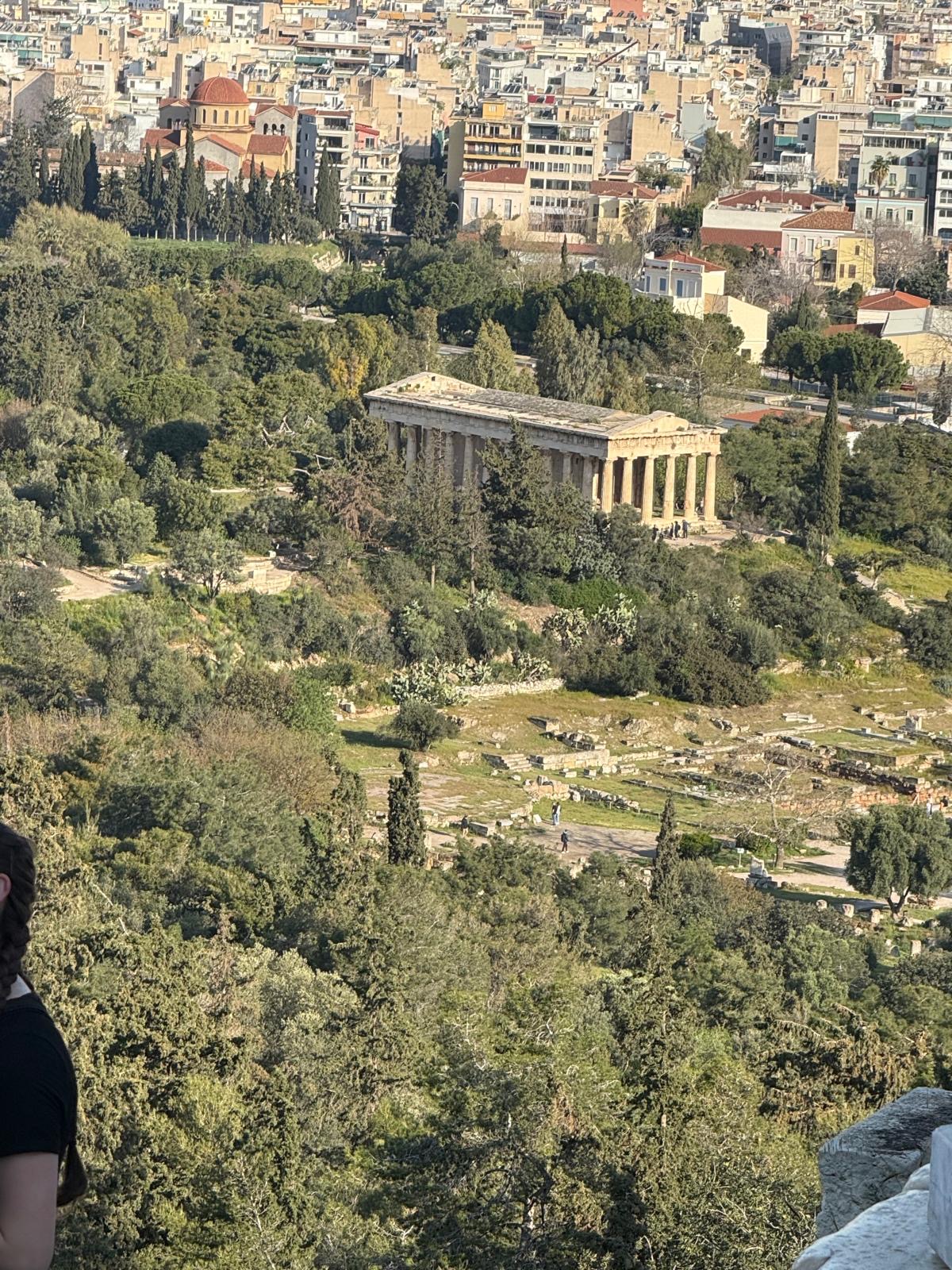 Temple of Hephaestus and Ancient Agora ruins viewed from Acropolis Athens