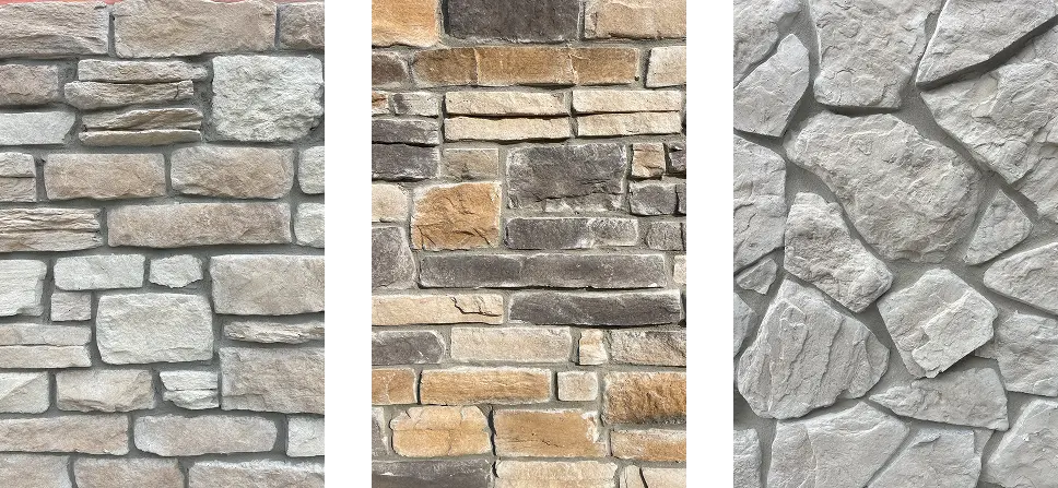 three columns of stone profiles