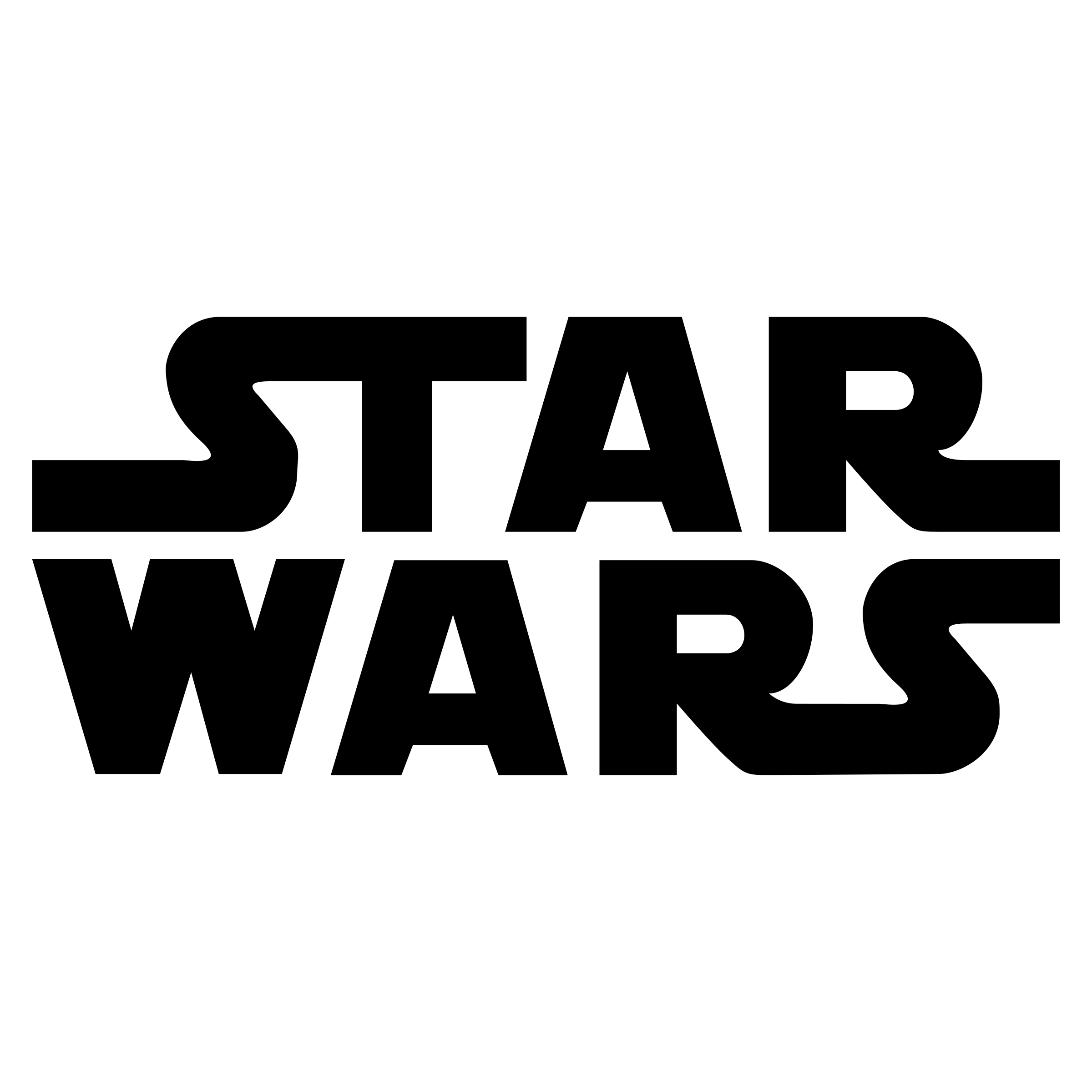 Star Wars logo in bold black lettering on a white background