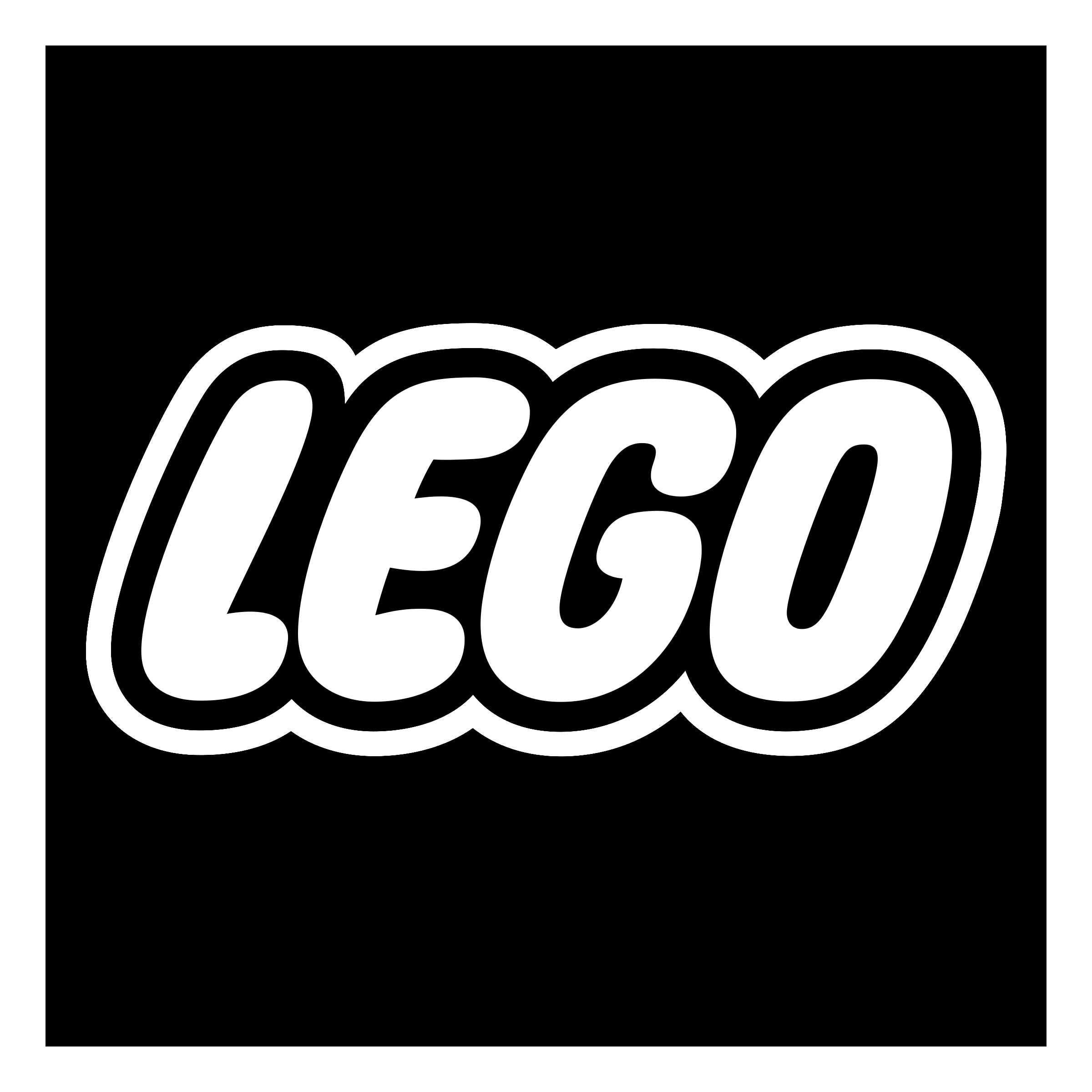 LEGO logo in white lettering on a black square background