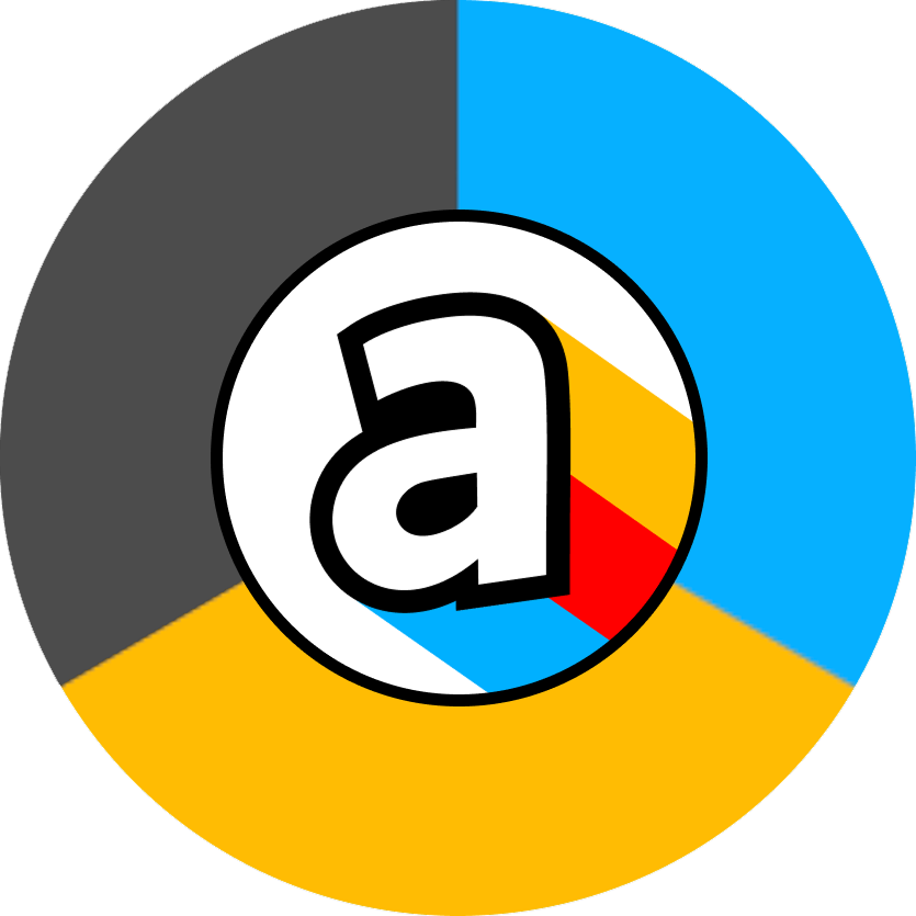 Asmodee logo centered in a colorful donut chart showing segment breakdown in blue, yellow, and gray