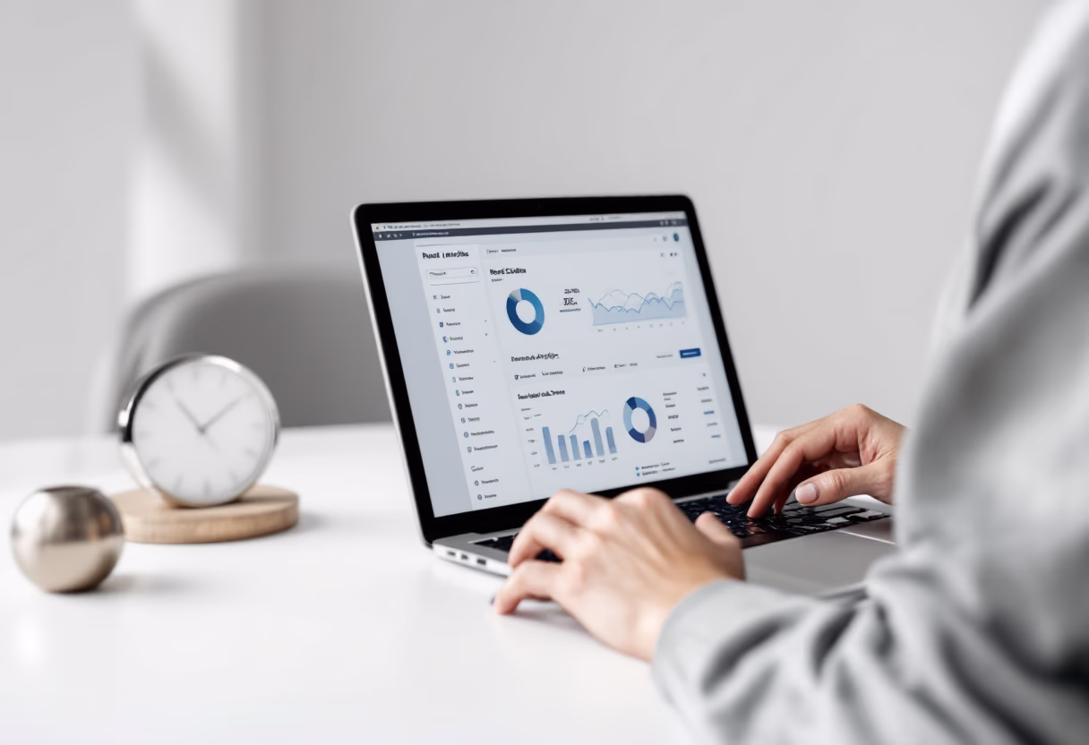 Women looking at analytics on a laptop screen