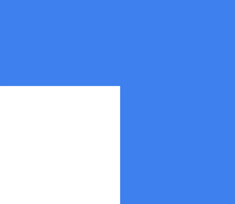 Solid blue square with a smaller black square overlapping the bottom left corner.