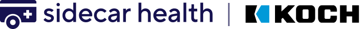 Sidecar Health logo with a medical cross icon and stylized text.