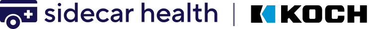 Sidecar Health logo with a medical cross icon and stylized text.