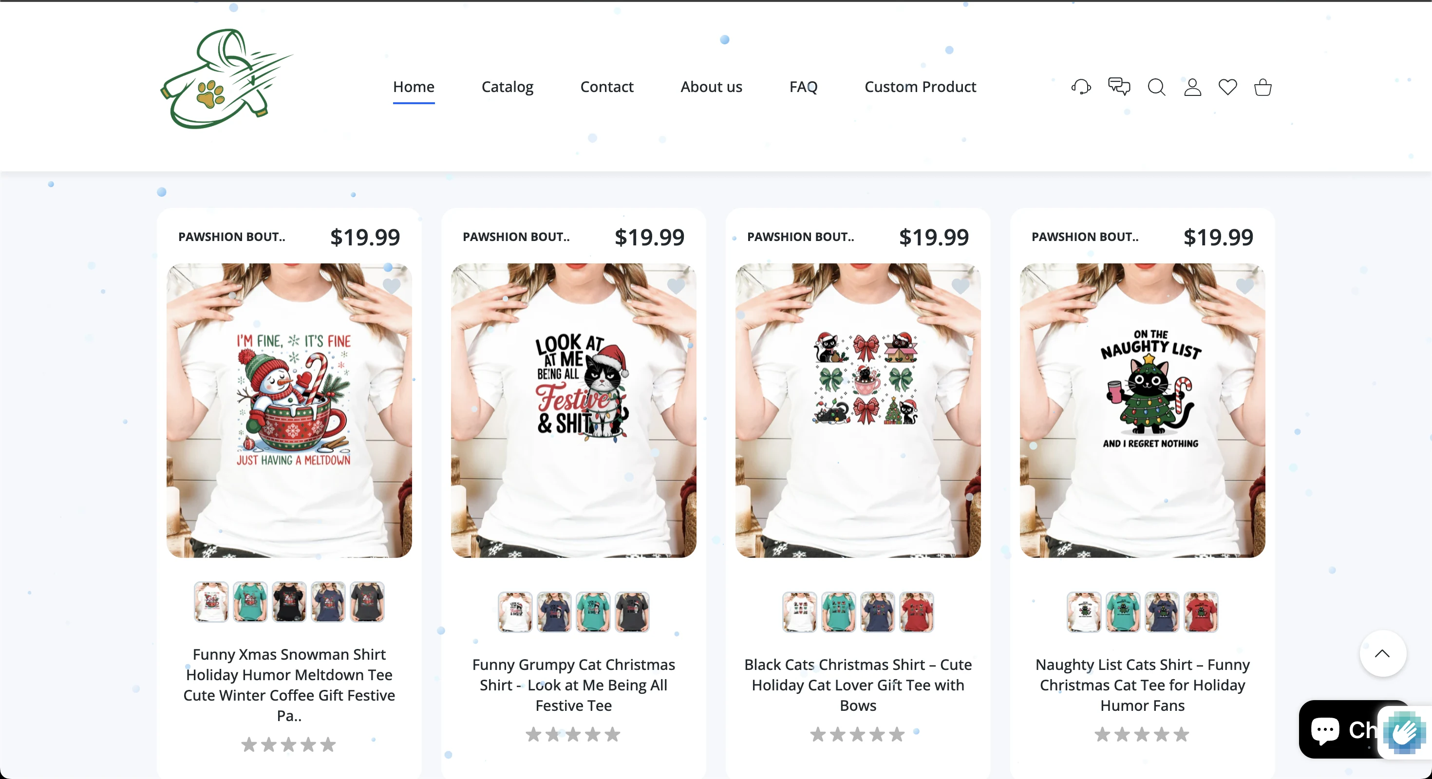 Pawshion Boutique curated product layout showing fashion products in a premium Shopify grid