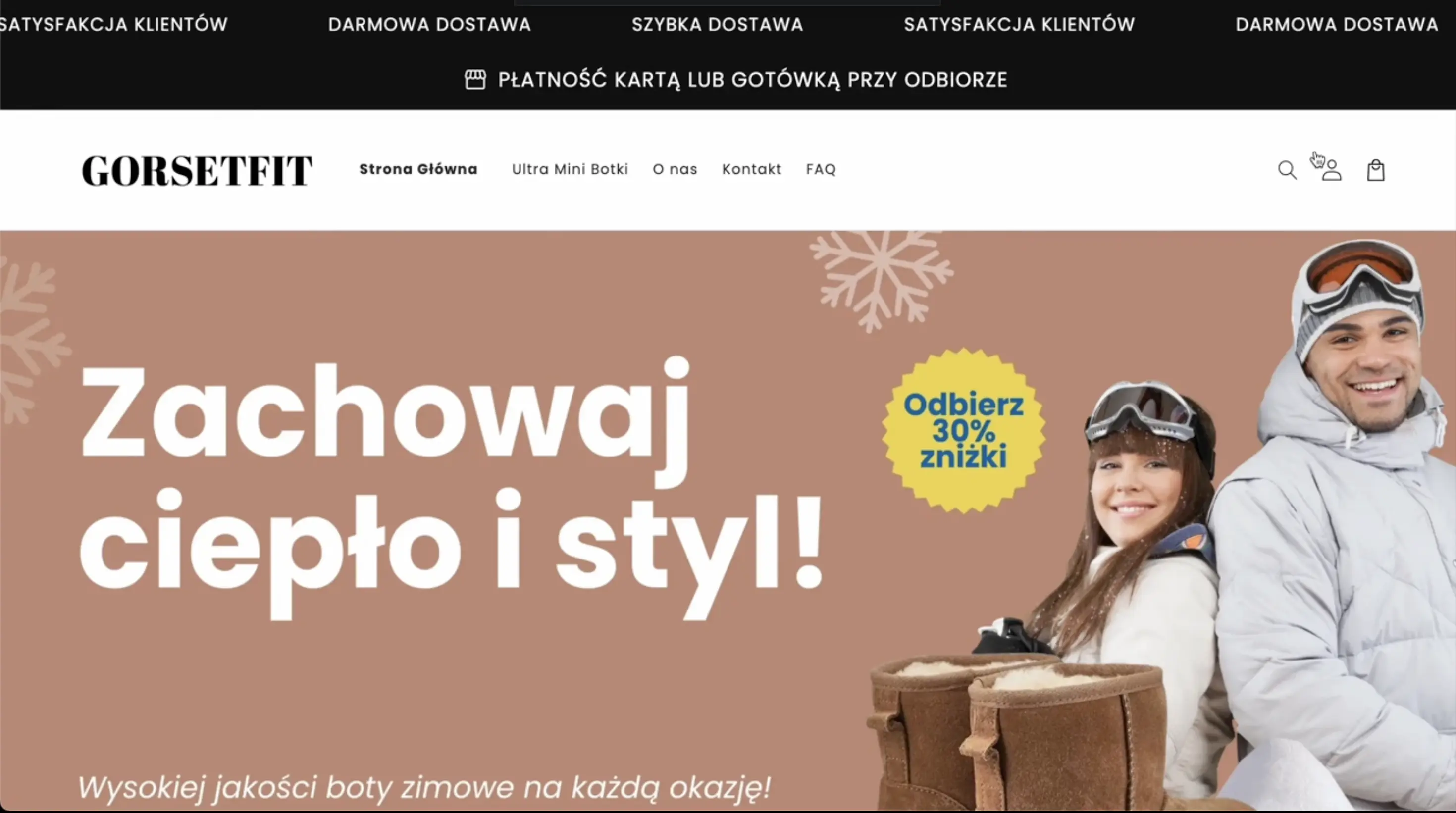 Gorsetfit Shopify hero banner introducing the winter footwear collection and promotional offer
