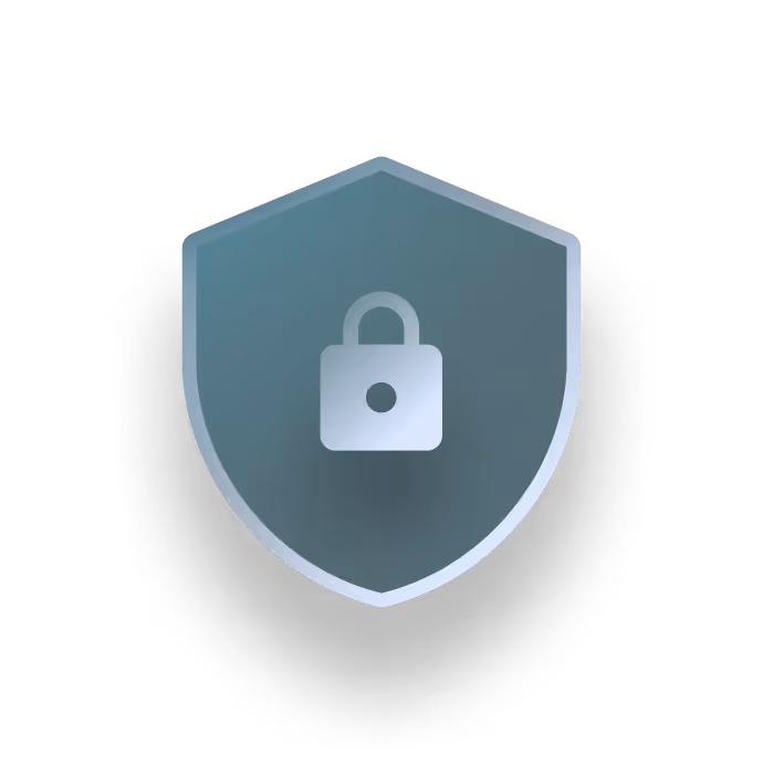 Shield icon with a padlock symbol representing security and protection.