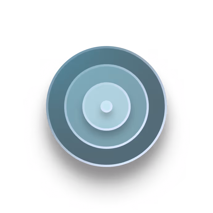 Graphic of concentric circles with a shadow effect, creating a 3D layered target-like appearance.
