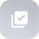 Icon of two overlapping squares with a checkmark in the front square, representing completed or selected items.