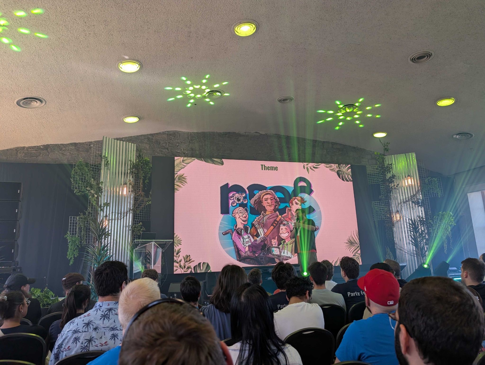 An audience watches the main stage presentation at the NorthSec 2026 conference.