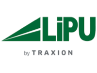 LIPU logo with green stylized text and a triangular graphic element, followed by 'by TRAXION' in smaller gray letters.