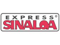 Express Sinaloa brand logo with bold 'EXPRESS' text in black above larger red 'SINALOA' text inside a rounded rectangle border.