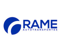 RAME Autotransportes company logo with stylized blue circular design and text.