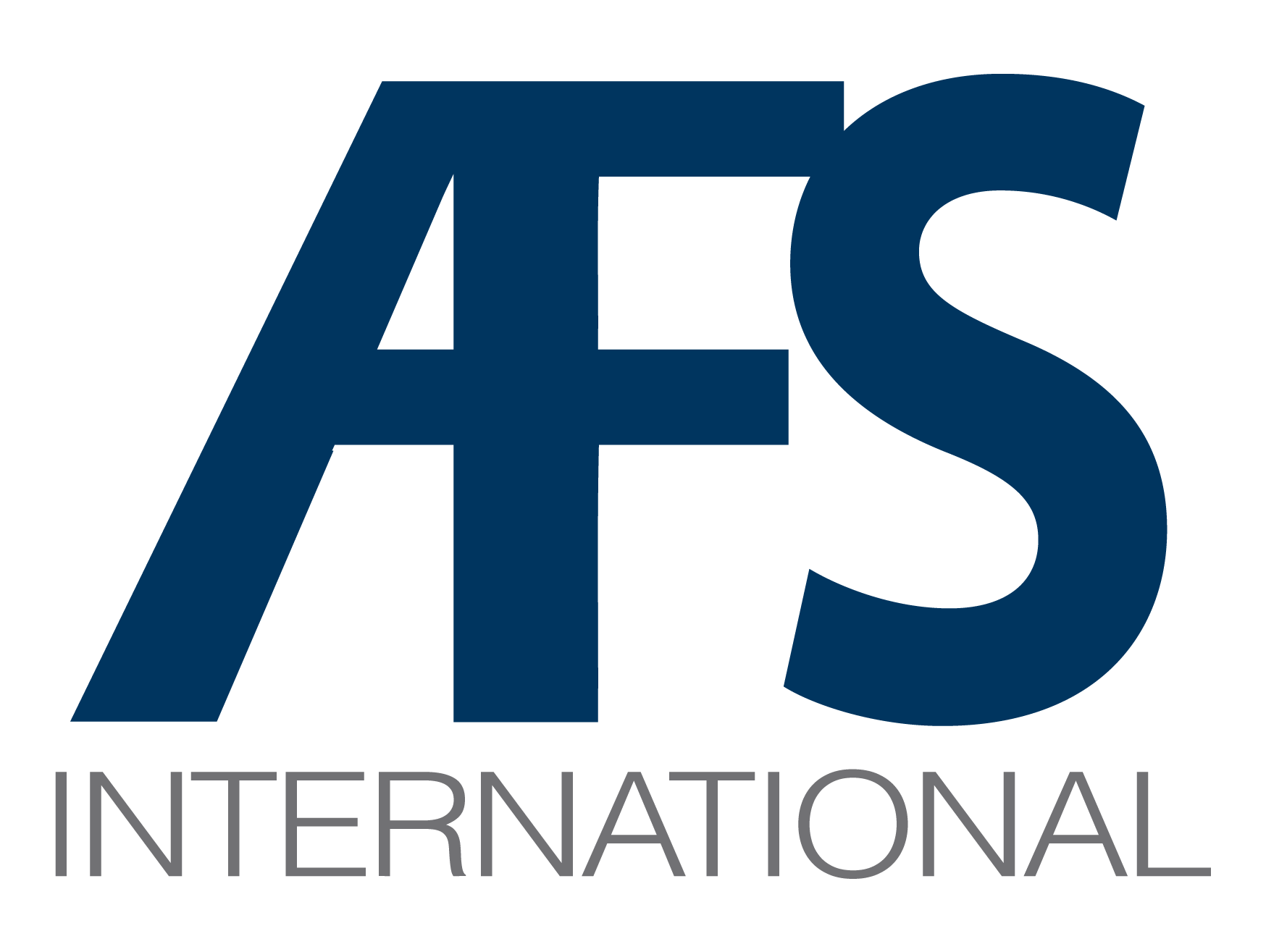 AFS International logo with bold navy letters AFS and gray text International below.