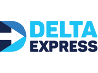 Delta Express logo with a stylized blue and white arrow symbol to the left of the text.