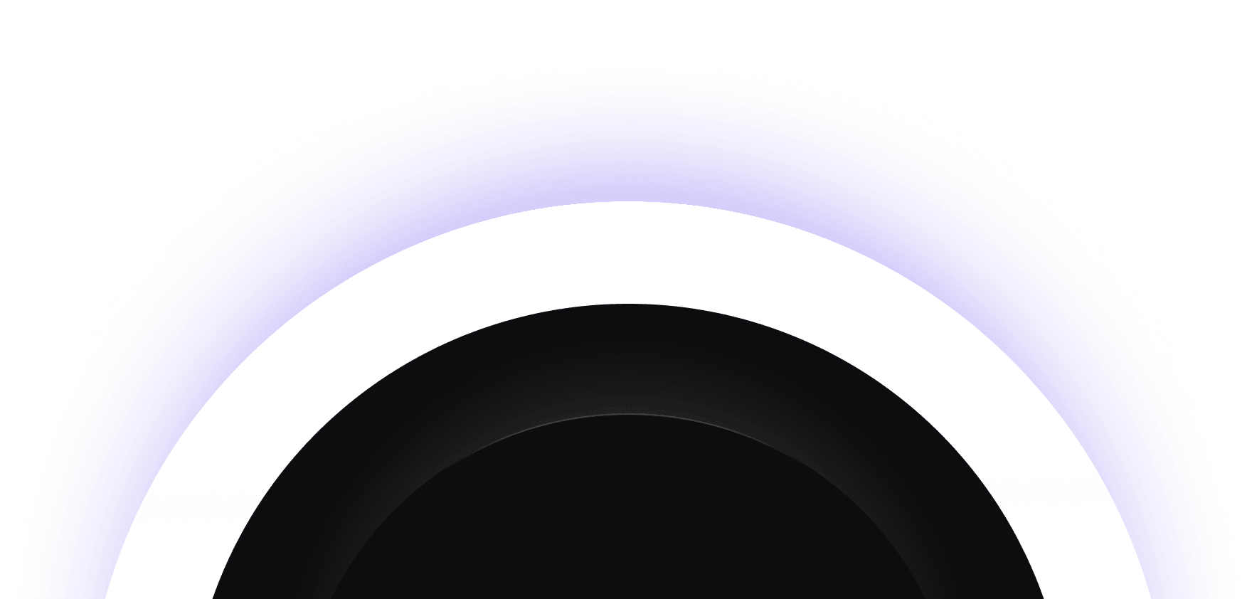 Abstract circular layered graphic with black, white, and purple concentric rings and a glowing outer edge.