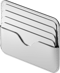 Three stacked white cardholders or wallets with rounded edges and a minimalist design.