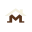 Brown house icon with a chimney on a transparent background.