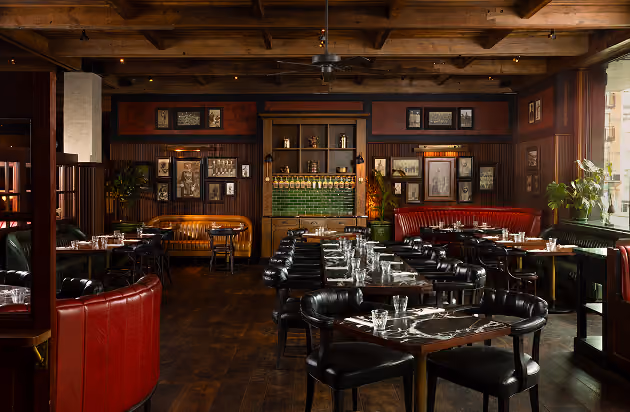 The dining room at Doolally set for dinner