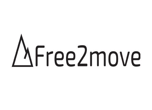 Free2move logo with a stylized mountain icon.