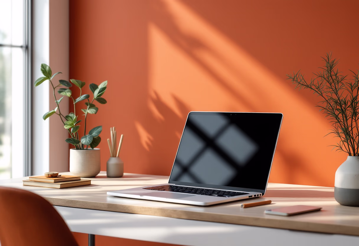 [background image] image of an open laptop in an office (for a ai healthcare company)