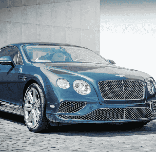 Front of Bentley vehicle.