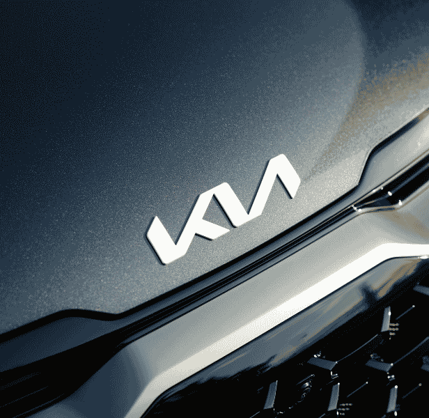Front of Kia vehicle.