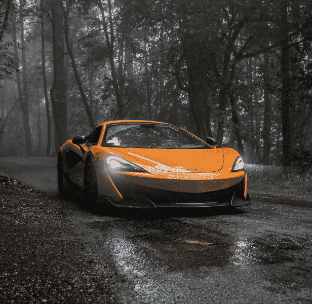 Front of McLaren vehicle.