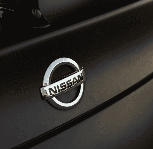 Front of Nissna vehicle.