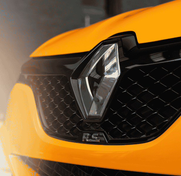 Front of Renault vehicle.