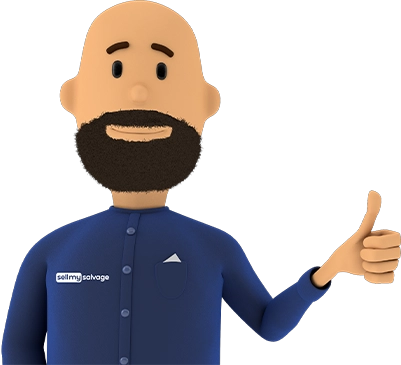 Cartoon bald man with beard in blue shirt giving thumbs up