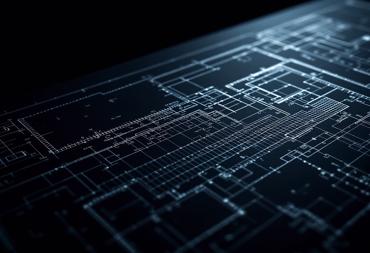 architectural blueprint under spotlight