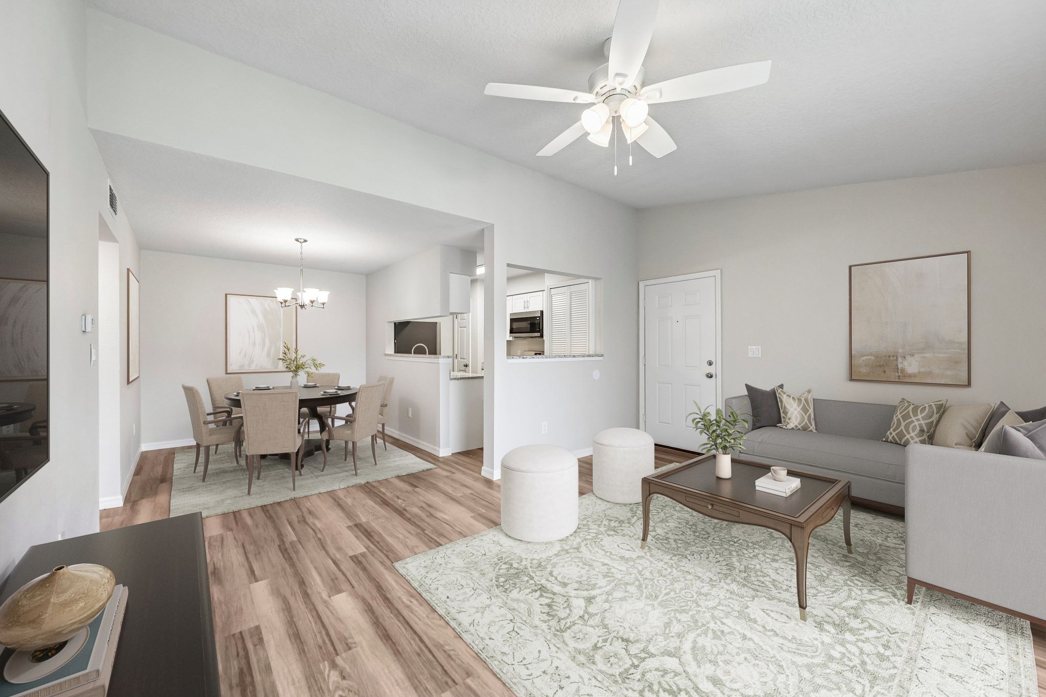 Living room dinning room kitchen