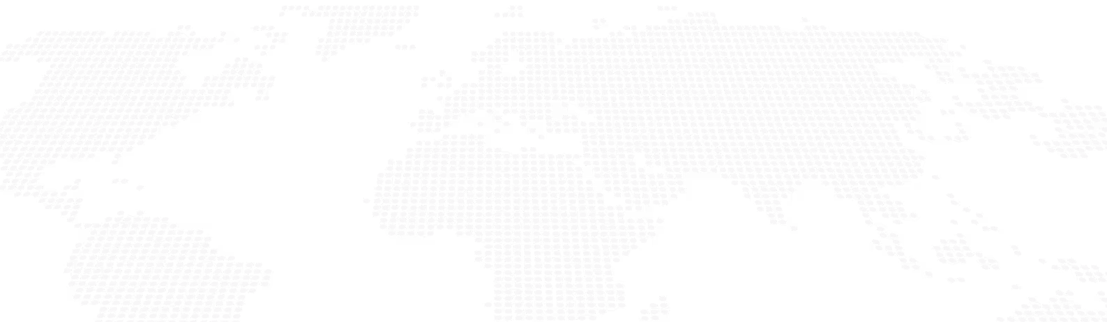 Carte du monde stylisée composée de nombreux petits cercles blancs sur fond noir, représentant les continents d'Amérique, Europe, Afrique et Asie.