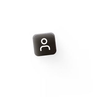 Touche de clavier noire avec une icône blanche représentant une personne.