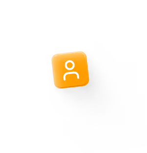 Icône orange avec un symbole blanc représentant une personne.