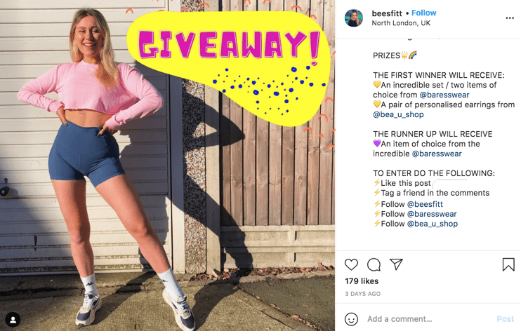 A Giveaway Example on Instagram