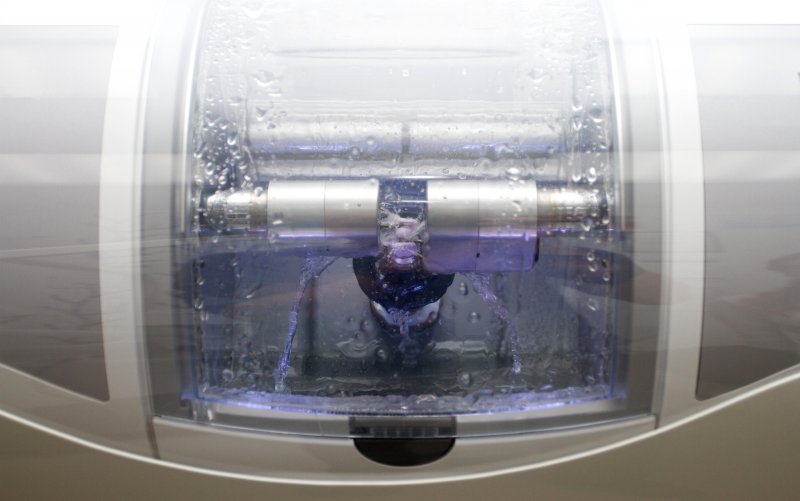 Same-day dental crown being milled