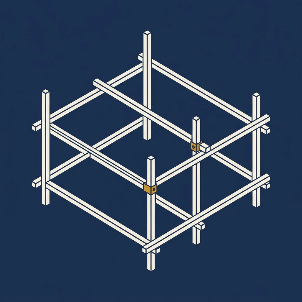 Abstract illustration of a geometric scaffold framework, representing the structural support role of a bone graft in dental implant treatment