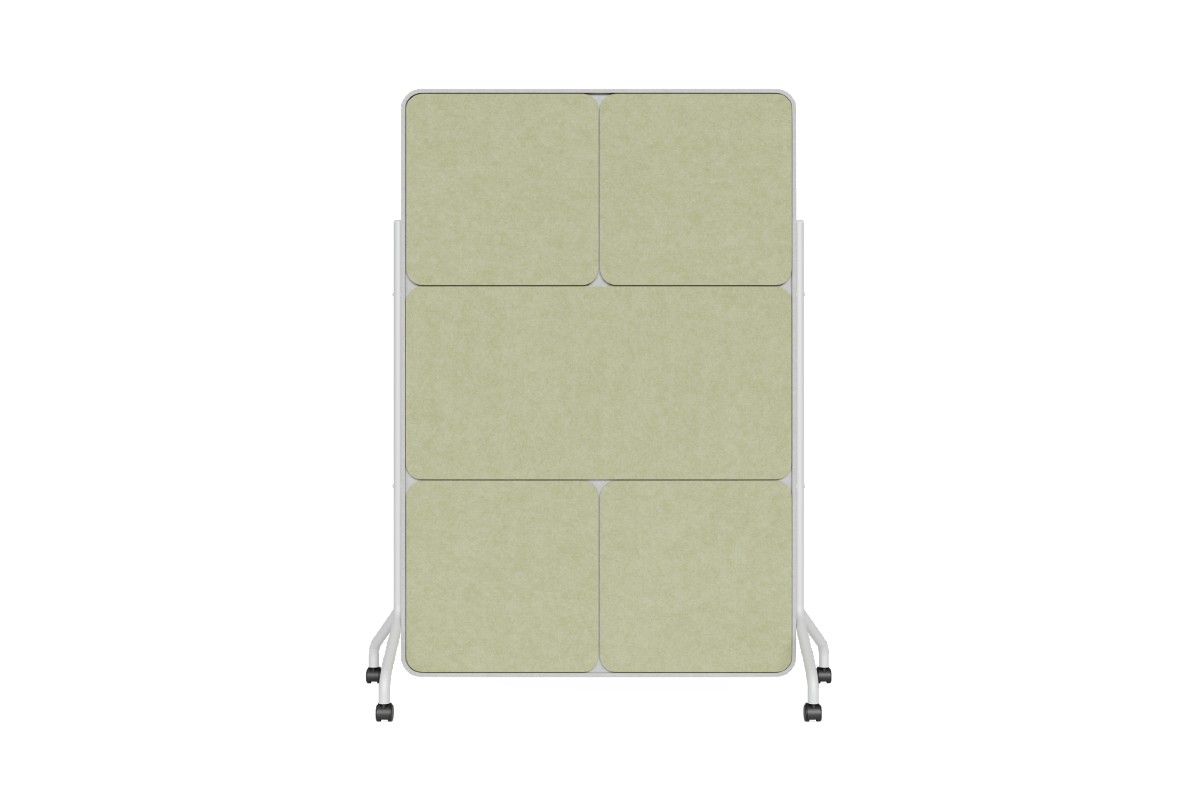 Vertical Quiet Wall with Leaf PET linings and light grey trim linings.