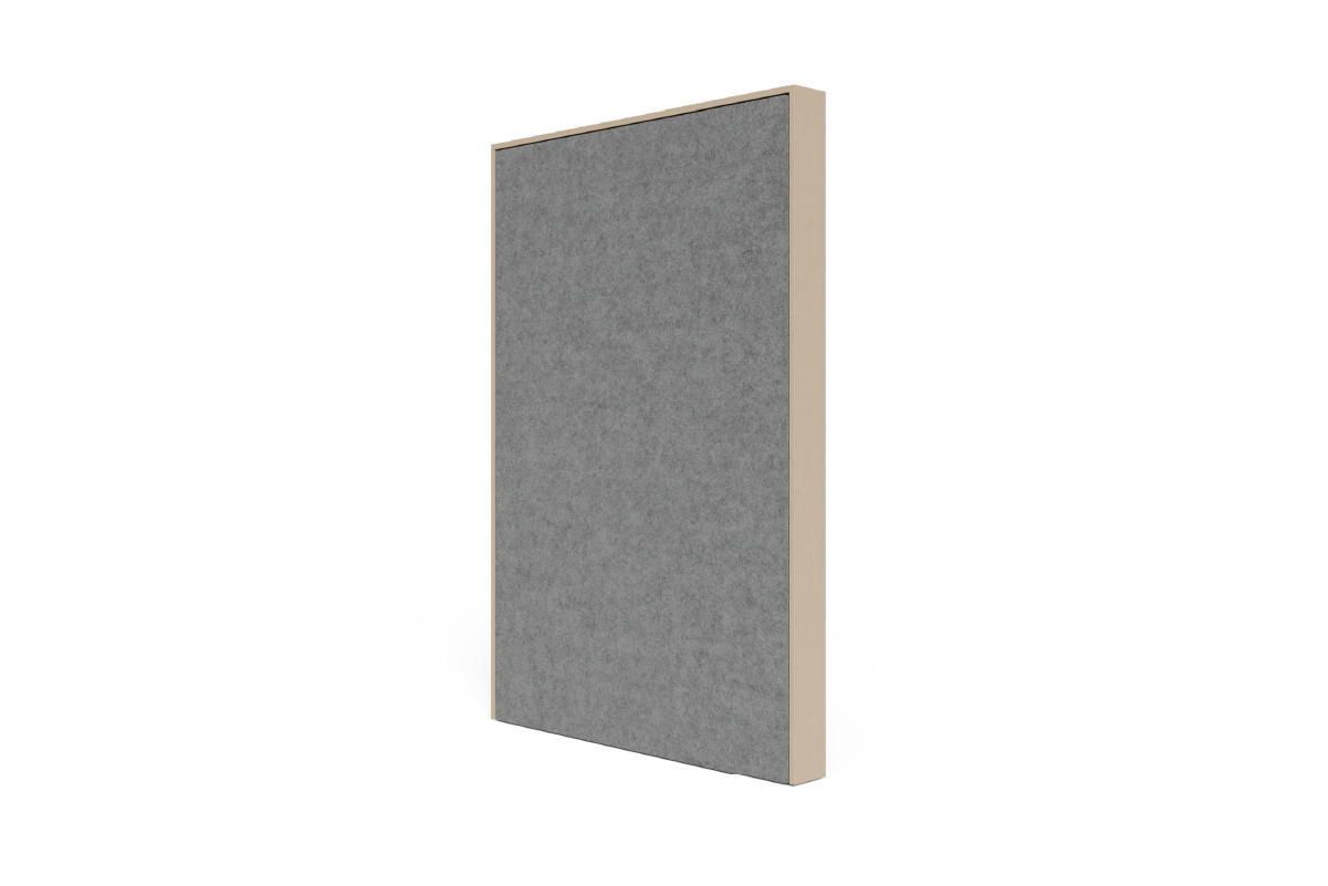Studio Wall with Grey PET lining and a birch frame.