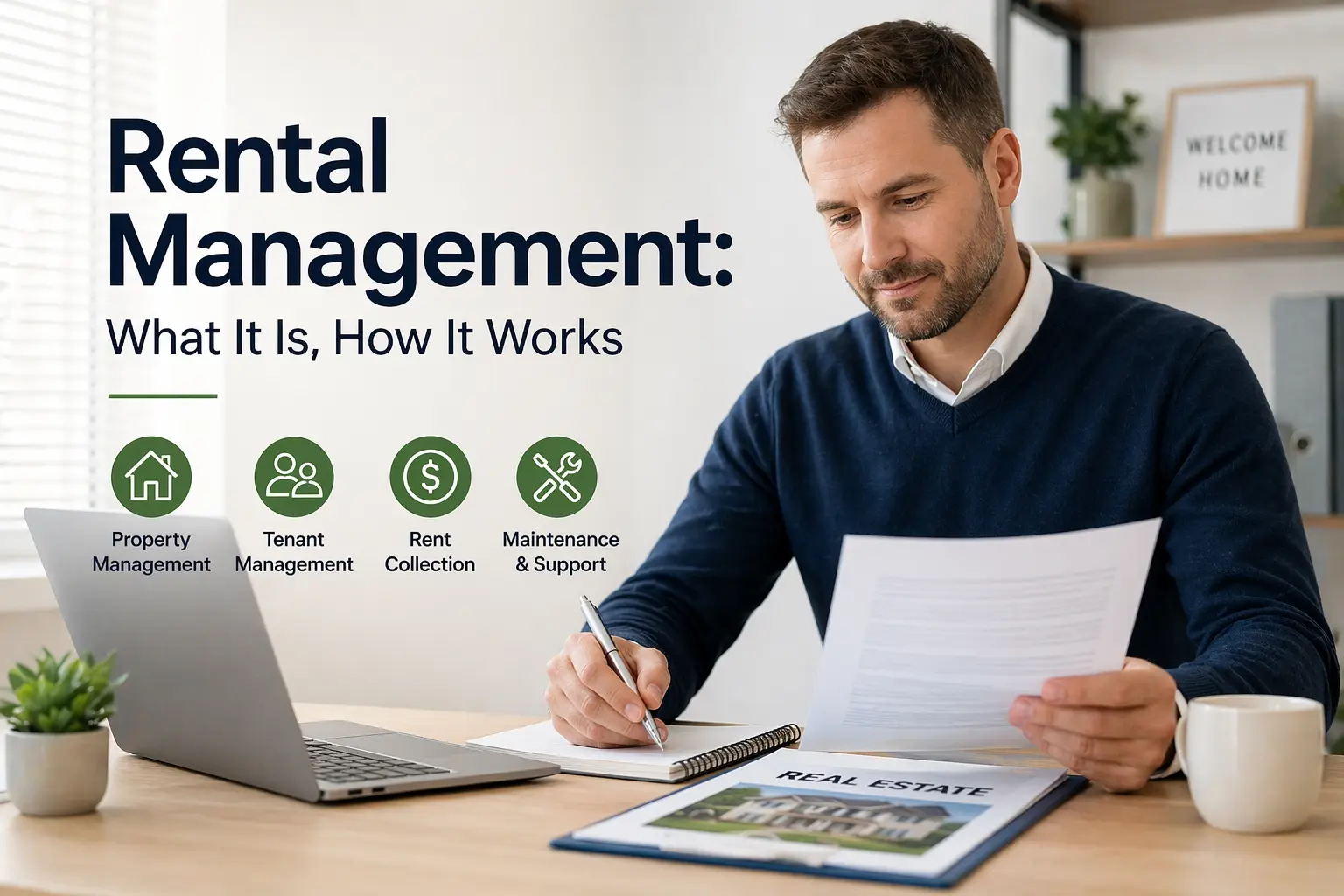 Person holding out hands comparing ManageCasa and Buildium logos, illustrating a property management software comparison.