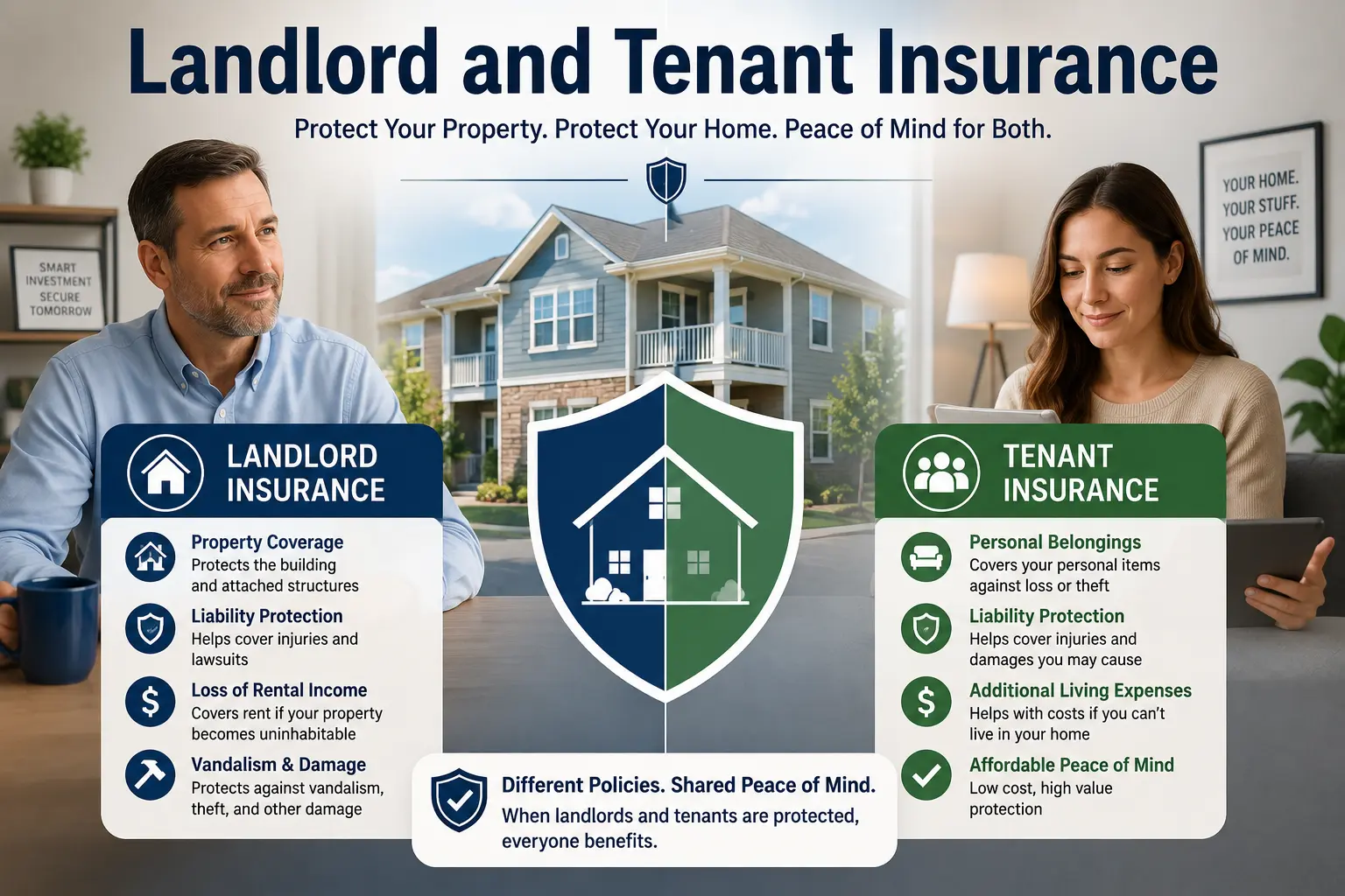 Person holding out hands comparing ManageCasa and Buildium logos, illustrating a property management software comparison.